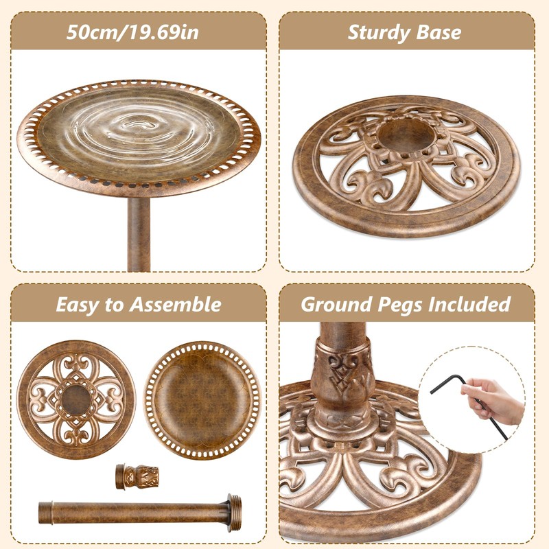 AISITIN 28 Inch Bird Bath with 3.5W Solar Fountain for