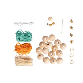 Rayher Boho Summer 15402000 Craft Kit Bracelet Diameter 8 cm with 4 Interchangeable Pendants 4 cm Long DIY Bracelet for Crafts Wooden Beads FSC Certified