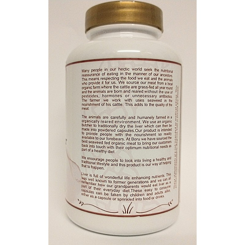 Boru Organic Grass Fed Irish Beef Liver Capsules (180 Capsules)