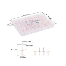 PAPERPAL 280 Chinchetas de Oro Rosa para Tablero de Corcho, chinchetas Transparentes para Colgar en la Pared, chinchetas para Oficina, Escuela y Uso Personal, Tachuelas de tamaño estándar