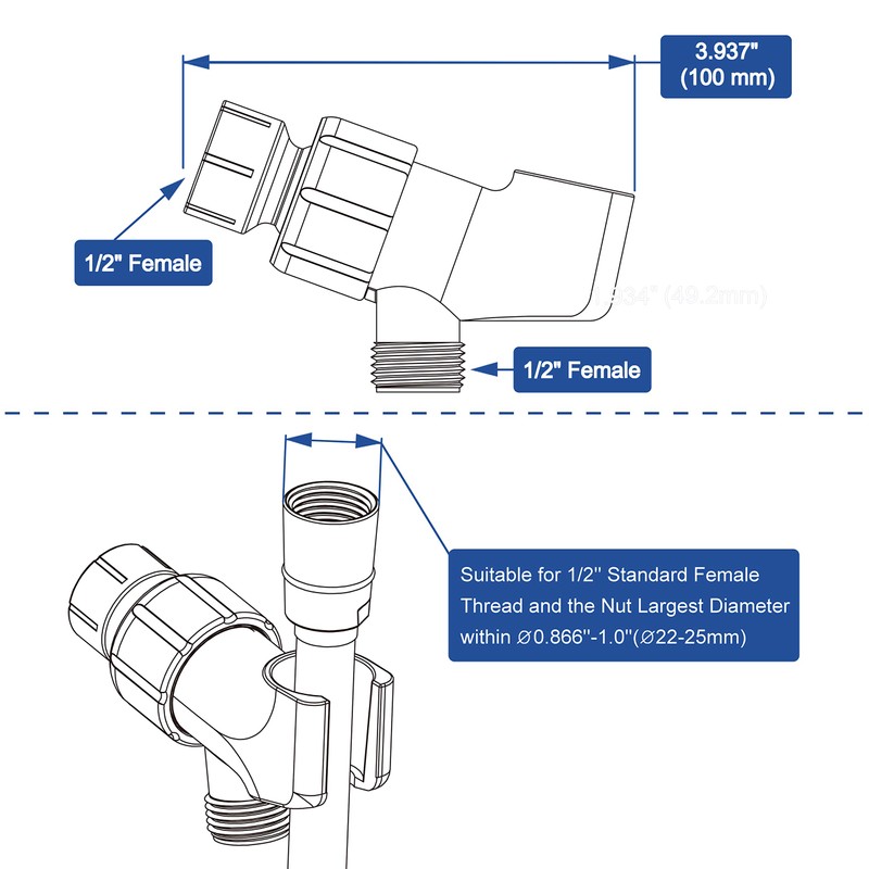 YOO.MEE Adjustable Shower Arm Bracket for Handheld Shower Head, 360°