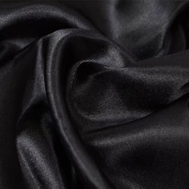 Black Satin Fabric by The Yard, Silky Fabric 60 Inch Wide, Lining Material Cloth for Bridal Wedding Draping Decorations, Crafts Sewing DIY (Black, 5 Yards)