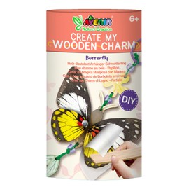 Avenir Natural Creation DIY Wooden Butterfly Charm Kit, 22 cm Decorative Bag Accessories, from 6 Years