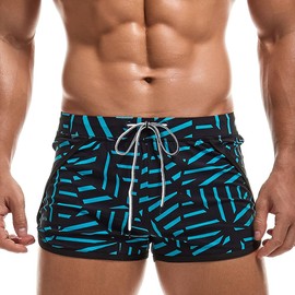 AIMPACT Swim Trunk Men Short Shorts 3 Inch Inseam Swimsuit Athletic Swimwear Mens Swimming Trunks Swim Briefs (BlackBlueL)