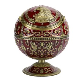 Innovetive Ashtray Wine Red Eagle Metal Globe with Lid Decorative Ornaments Craft Gifts
