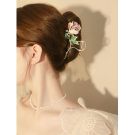 Ezppuu124 Women's Gold Hair Clips Large 11 cm Metal Flowers Hair Clips for Thin and Thick Hair