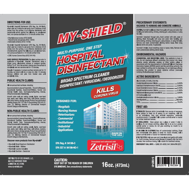 My-Shield Hospital Disinfectant (2pack 16oz Bottle)