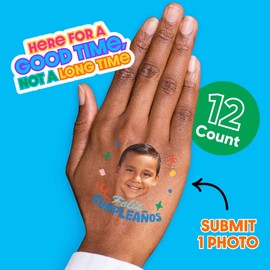 Big Dot of Happiness Custom Photo Feliz Cumpleanos - Happy Birthday Party Favors - Fun Face Temporary Tattoos - Set of 12