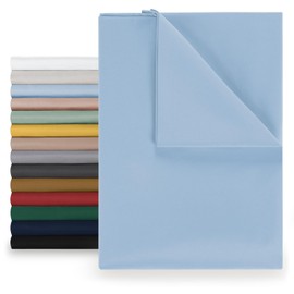 Blumtal Flat Sheet 240 x 275 cm - Easy care bed sheet made from soft brushed microfibre fabric, no elastic, light blue