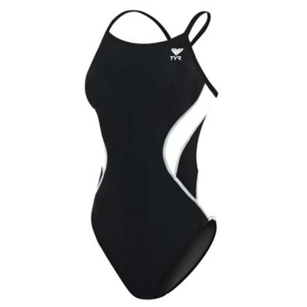TYR Women's Standard Alliance Diamond Back Splice Swimsuit, Black/White, 36