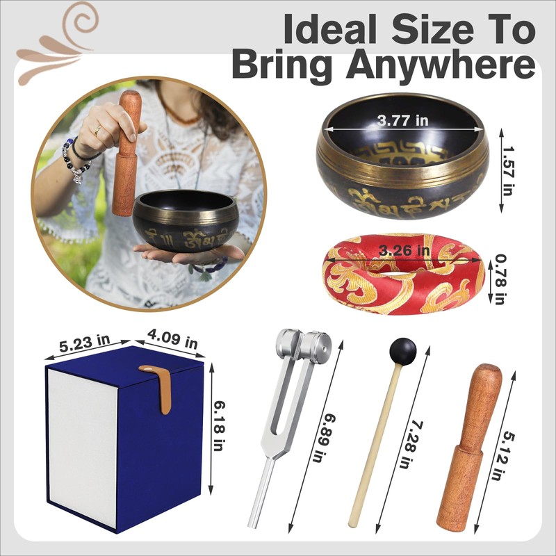 Singing Bowl, Tibetan Singing Bowl Set for Meditation Sound, 7