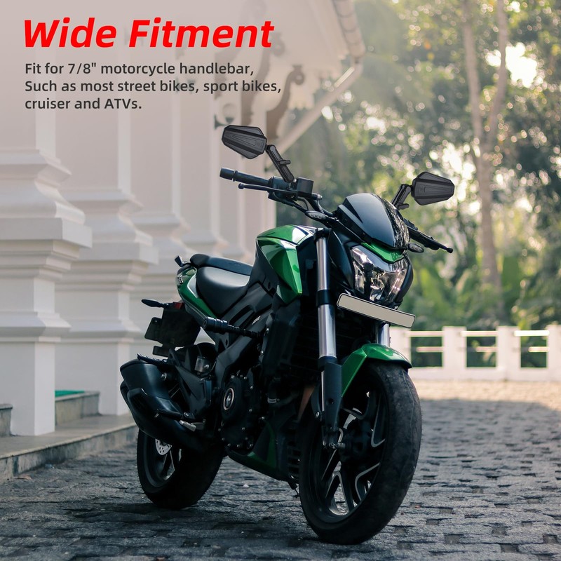 OFIG Adventure Motorcycle Mirrors, Adjustable Motorcycle Side Mirrors with 7/8"