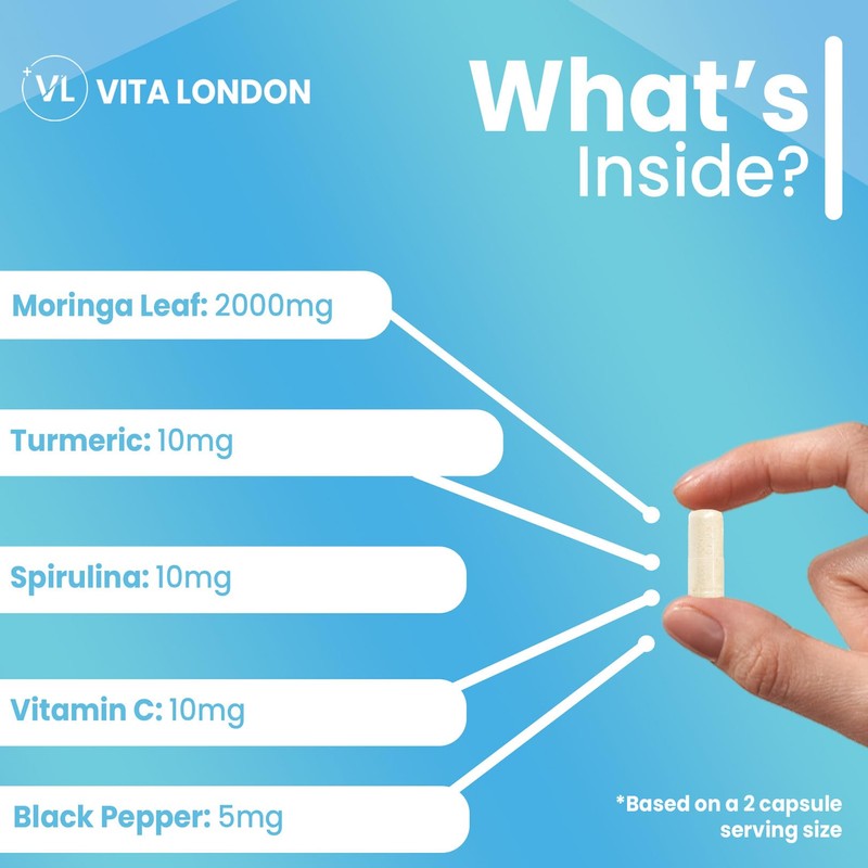 Moringa Leaf Capsules 2000mg | Added Vitamin C + Turmeric