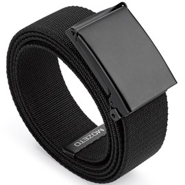 MOZETO Men's Belt Length 115-145 cm Wide 3.8 cm Fabric Canvas Nylon Belt Automatic Buckles Adjustable Unisex Fabric Belt, Black stretch nylon