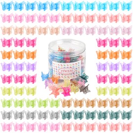 Mini pinzas de pelo de mariposa para Tiweio, 100 piezas pequeñas pinzas de pelo mini accesorios para el cabello para niñas y mujeres con caja empaquetada, 14 colores gelatinosos