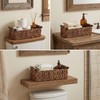 Rattanzenith Water Hyacinth Toilet Tank Basket with Wood Handles, Brown