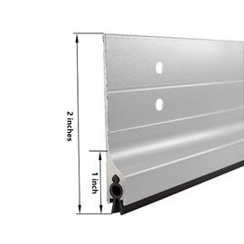 GALOFAY Door Metal Draft Stopper 32 inches Aluminum Mouse Blocker with Rubber Sweep Seal for Stop Under Doors Drafty Cover 1-1/8 inch Gap, 2"x32" Silver