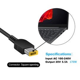 20V 8.5A 170W Laptop Power Supply Charging Cable Charger for Lenovo Legion 14 15 17 Y530 Y540 Y700 Y720 Y730 R720 Y7000 Y7000P Y900 Y910 Y920 ThinkPad P50 P51 P70 P7071 ADL170NLC3A ADL170NDC3A
