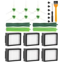 Jissta Brush Replacement Parts for iRobot Roomba E & I Series E5 E6 i7 i7+ i3 i3+ i4 i4+ i6 i6+ j7 j7+ i8 i8+, 2 Sets Rubber Brushes, 6 Filters, 6 Side Brushes, Replacement Robot Vacuum Cleaner Accessories for Roomba