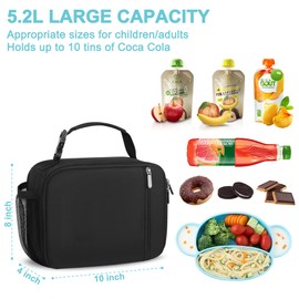 esouler Lunch Box Kids Insulated Lunch Bag for Boys & Girls Durable Children Lunchbox for School with Water Bottle Holder-Black