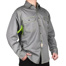 BOCOMAL FR Shirt for Summer Lightweight Vented Mesh Back and Underarm Breathable Flame Resistant Welding Button Down Shirts