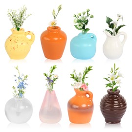 Mini Vase Fridge Magnets 8 Pcs Cute Magnetic Flower Vase 3D Vase Fridge Magnets without Flowers for Kitchen Refrigerator Office