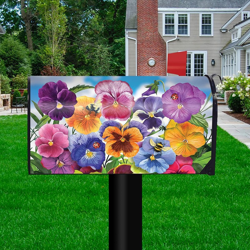 Briarwood Lane Mailbox Cover - Standard Size - Pansies Spring