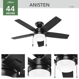 Hunter Fan Company 52486 Anisten Ceiling Fan, Medium, Matte Black