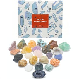 LAVISA Advent Calendar Discovery - 24 Unique Gemstones for Explorers | Premium Healing Stones Gemstones Set | Gemstones Crystals as Decoration or for Water Treatment | Made in Germany