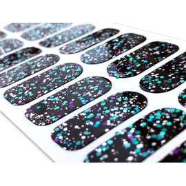 TOUGH GIRLS | Nail Polish Strips | 20 Stylish Strips | Brighter, Thicker, Tougher | Includes Cuticle Stick, Nail File, Nail Wipes (Black & Sparkles)