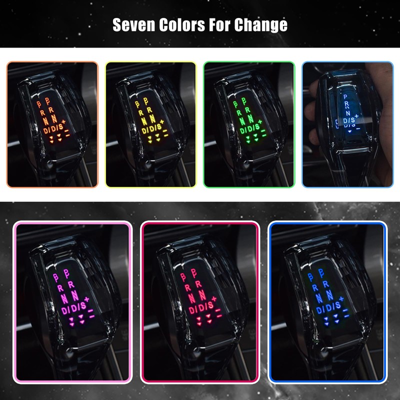 RULLINE Touch-Activated LED Illuminated Crystal Gear Shift Knob Compatible with