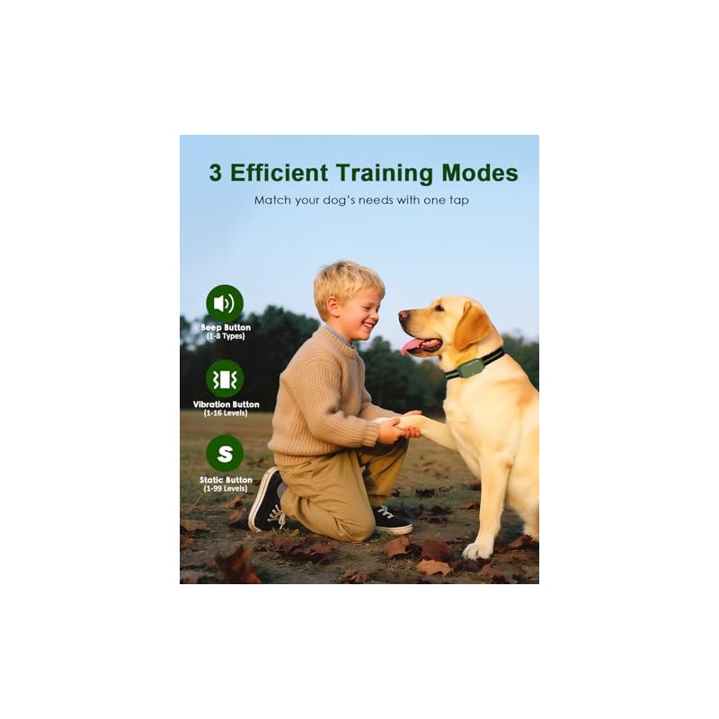 Shock Collar for Dogs, IP67 Waterproof Dog Training Collar with