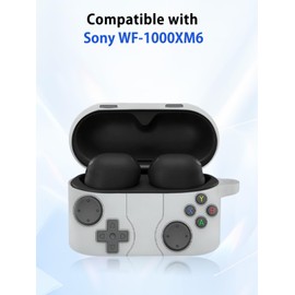 Case for Sony WF-1000XM6 - Silicone Protective Cover, Full-Body Protection with Scratch Protection, Anti-Shockproof, Includes Cleaning Kit & Lanyard (Gray Game Console)