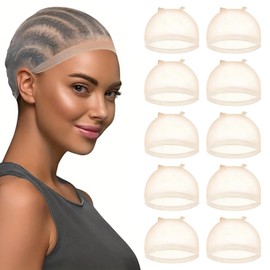 HD Wig Cap 10 Pack Breathable Ultra-Thin Invisible Elastic Mesh Caps for Women & Men, Seamless Fit for Cosplay, Daily Use, Sensitive Scalp,Stockings Cap