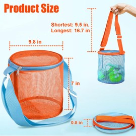 Auiremrti Shell Bags for the Beach, 2 Piece Mesh Shell Holders, Storage Buckets for Travel Sand Toys for the Sandbox, Beach Holiday Accessories for Kids