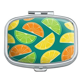 Citrus Lemon Lime Orange Slices Pattern Rectangle Pill Case Trinket Gift Box