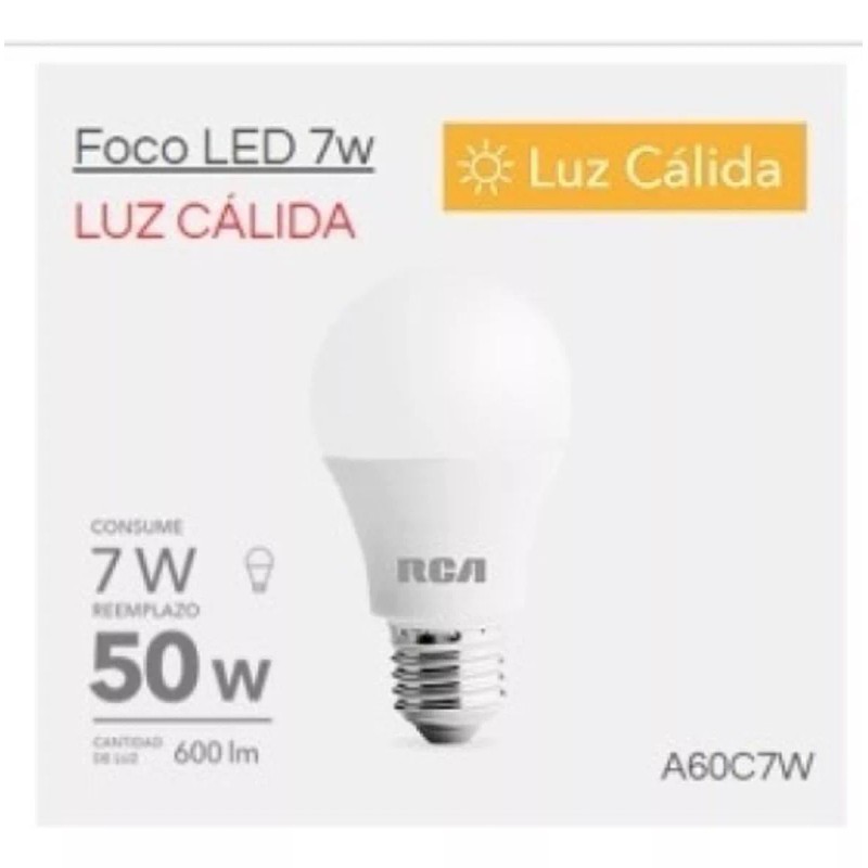 RCA 12 Focos Led Rca Ultra Ahorrador 7w Luz Calida