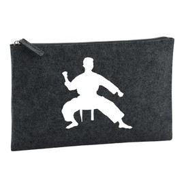 Huuraa Kulturbeutel Taekwondo Silhouette Geschenk 1 Liter Charcoal Filz Taekwondo Geschenkidee