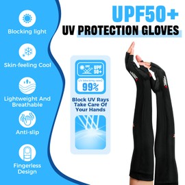 Qeedy 2 Pairs UV Protection Gloves - Non Slip Sun Protection Gloves Sunblock Gloves Summer Outdoor Fishing Driving Gloves for Women Men (Black Gray)