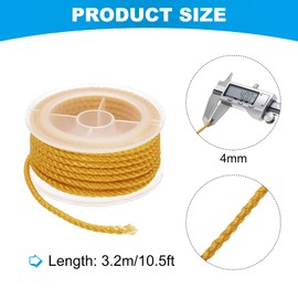 sourcing map Nylon Thread Twine Beading Cord, 10.5ft 4mm Nylon Braided Bracelets String Cord Rope for Jewelry Making DIY Crafts Necklaces, Gold Yellow