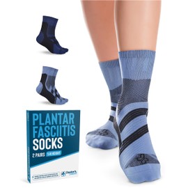 Doctor's Select Plantar Fasciitis Socks - 2 Pairs | Compression Crew Socks for Women | Plantar Fasciitis Compression Socks | Arch Support Socks for Plantar Fasciitis Women | Navy/Blue