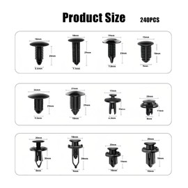 AMZAUTO Automotive Clips and Fasteners, 240 PCS Bumper Retainer Clips, Car Plastic Rivets Fasteners Push Retainer Kit, Auto Trim Removal Tool Kit for GM Ford Honda Chrysler