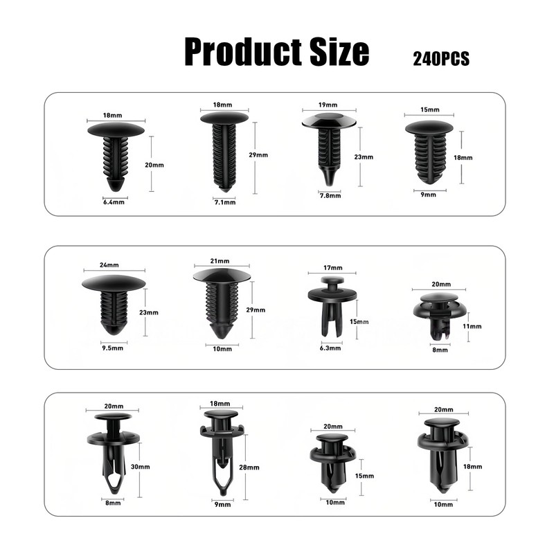AMZAUTO Automotive Clips and Fasteners, 240 PCS Bumper Retainer Clips,