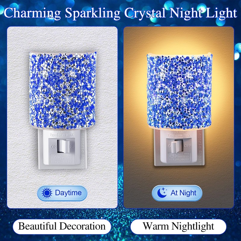 LED Night Light Plug Into Wall, Crystal Nightlight with Manual