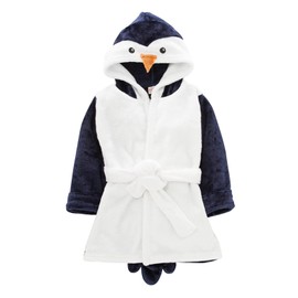 SOOUICKER Fluffy Dressing Gowns for Kids Girls Boys Cute Cartoon Blanket Hoodie Robe Toddler Cloak Wrap Bathrobe (as8, age, 5_years, 6_years, regular, Navy Penguin)