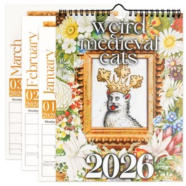 Ugly Medieval Cats Calendar 2026, Funny Calendar 2026 for Cat Lovers, Weird Medieval Cats Wall Calendar Monthly Planner, Gag Gift for Wall Art & Gag Humour