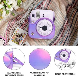 CAIYOULE Accessories for Fuji Instax Mini 12 Christmas Birthday Gifts Holiday Bundle Include PU Leather Instax 12 Case, Mini Picture Album, Frames, DIY Stickers, Color Filter - Shiny Purple