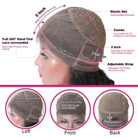 360 Lace Front Wigs Human Hair Straight Glueless HD Transparent Lace Front Wig Human Hair Pre Combed Baby Hair Natural Color 26 Inch