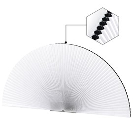 OUDUCK Arch Window Shades Blackout Half Circle Cellular Shades, Pleated Blinds Half Moon Window Shades for Semi Circle Windows, Easy Cut and Install, (Radius: 24", White)