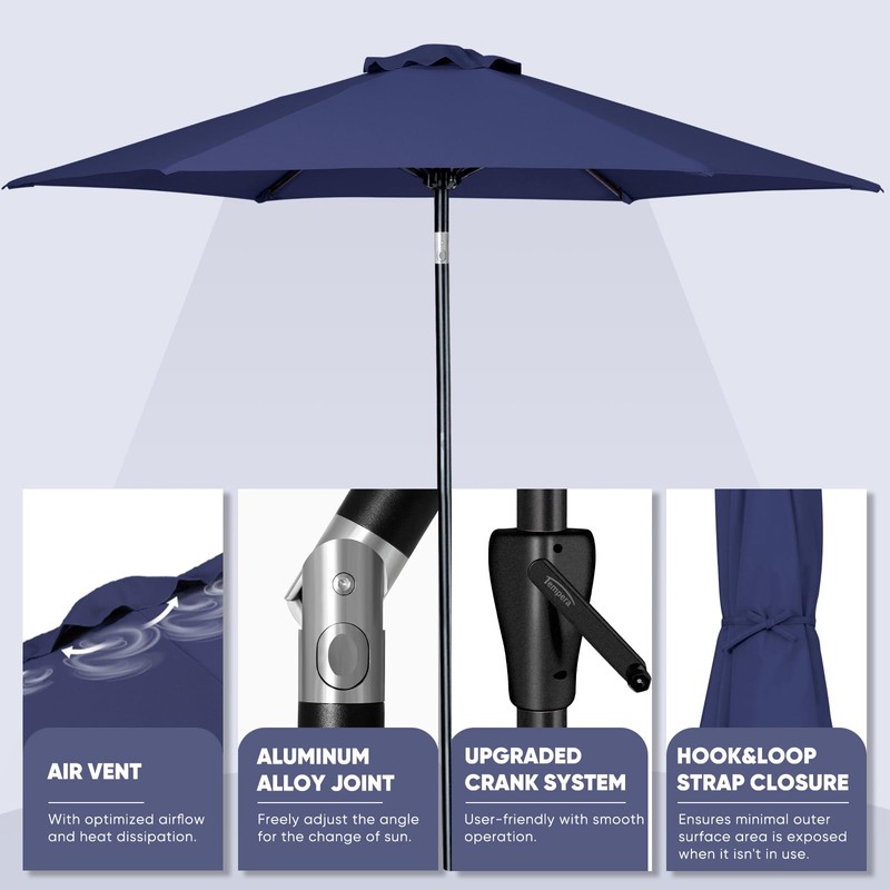 Tempera 10ft Patio Market Outdoor Table Umbrella with Push Button
